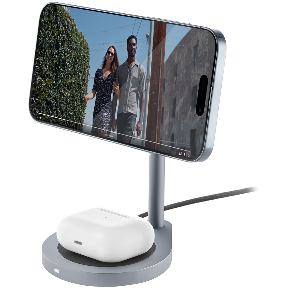 Беспроводное зарядное устройство Stage 2in1 Magnetic wireless charger, цвет: серый